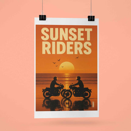 Sunset Riders Golden Beach Motorcycle Poster