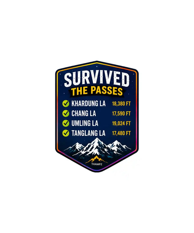 Survived the Passes   Himalayan Biker Adventure Glossy Vinyl Sticker
