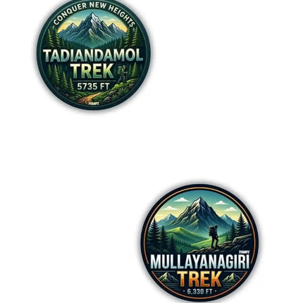 Tadiandamol Trek  Mullayanagiri Trek Metal Pin Badges Set of 2  Karnataka Adventure Souvenir Collection