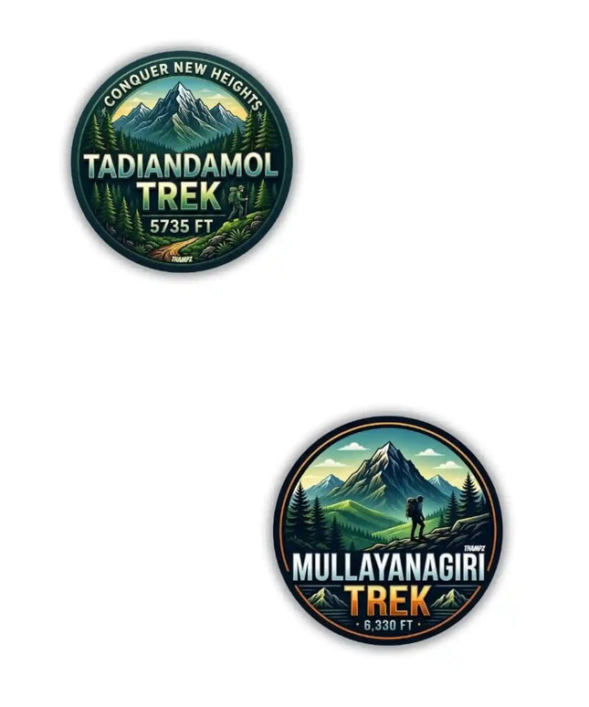 Tadiandamol Trek  Mullayanagiri Trek Metal Pin Badges Set of 2  Karnataka Adventure Souvenir Collection