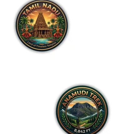 Tamil Nadu  Anamudi Trek Metal Pin Badges Set of 2  South India Mountain Adventure Souvenir Collection