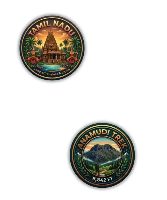 Tamil Nadu  Anamudi Trek Metal Pin Badges Set of 2  South India Mountain Adventure Souvenir Collection