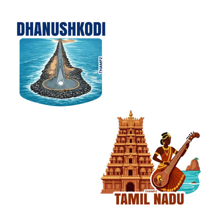 tamil nadu  dhanushkodi 3d embossed vinyl stickers combo set of 2 premium die cut travel souvenir