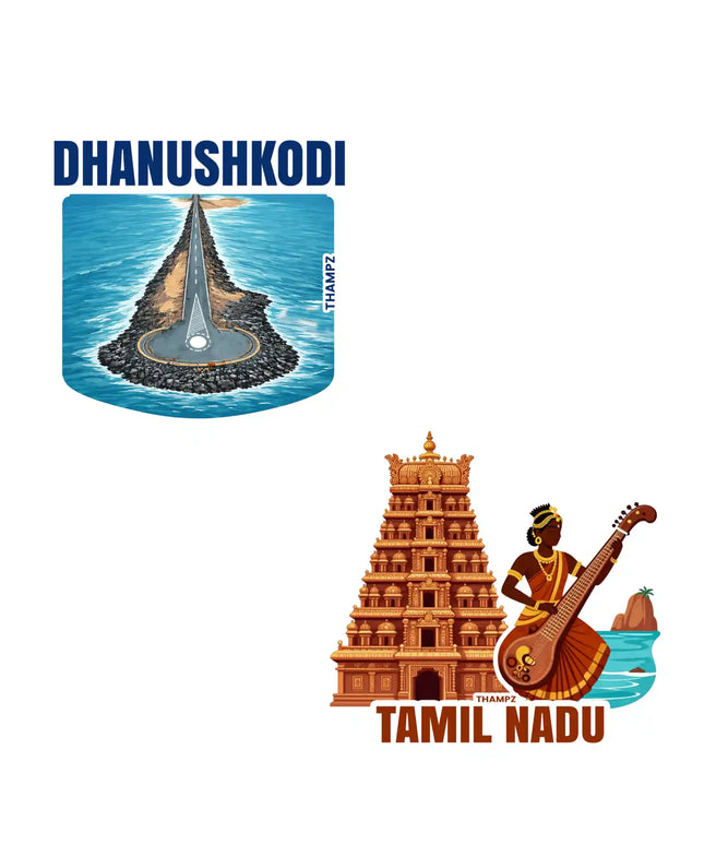 tamil nadu  dhanushkodi 3d embossed vinyl stickers combo set of 2 premium die cut travel souvenir