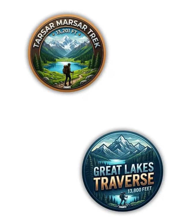 Tarsar Marsar Trek  Great Lakes Trek Kashmir Metal Pin Badges Set of 2  Kashmir Himalayan Adventure Souvenir Collection