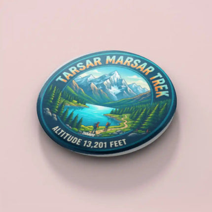 Tarsar Marsar Trek Mountain Lake Pin Badge – Adventure Travel Souvenir