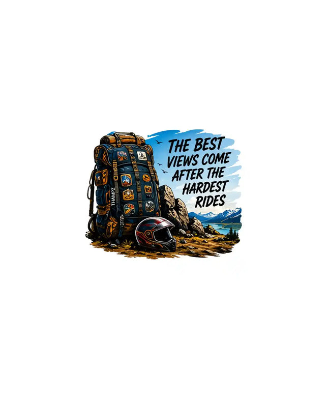 The Best Views Come After the Hardest Rides   Motorcycle Adventure Glossy Vinyl Sticker