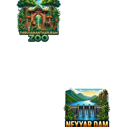 Thiruvananthapuram Zoo & Neyyar Dam Fridge Magnet – Kerala Travel Souvenir & Collectible