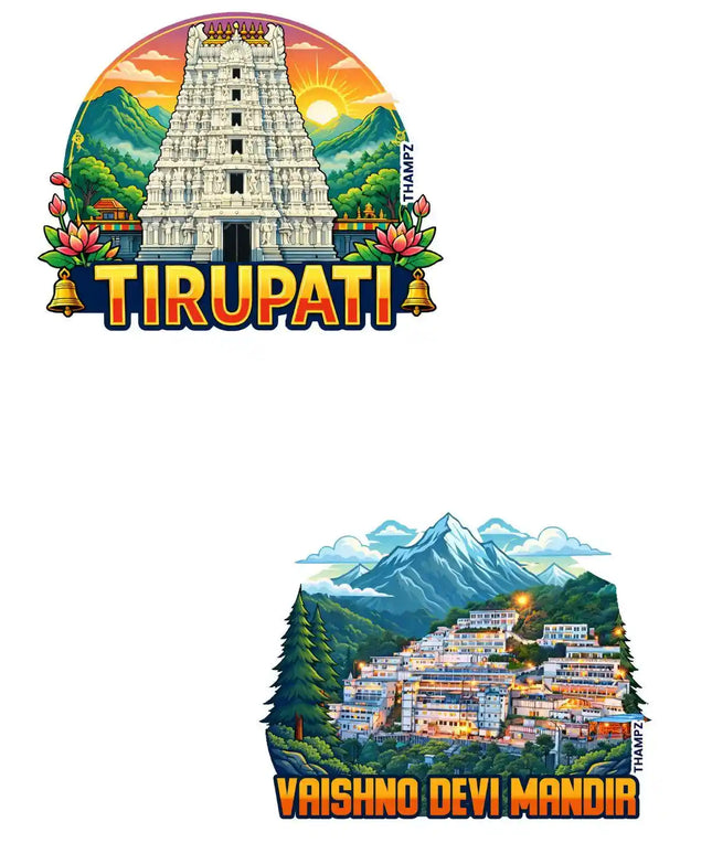 Tirupati Srinar Vaishno Devi Mandir 3D Embossed Flexible Fridge Magnet