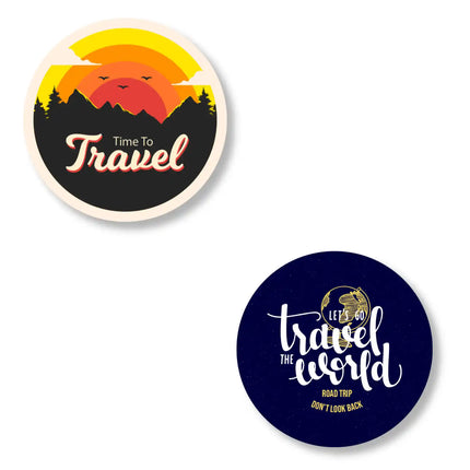 travel world  time to travel stylish metal pin badges for bags jackets  caps pair of 2