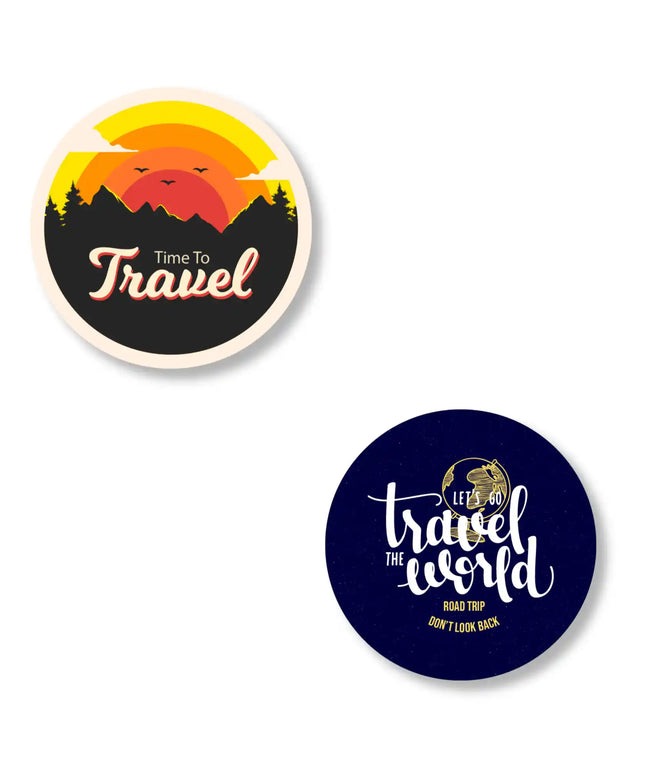 travel world  time to travel stylish metal pin badges for bags jackets  caps pair of 2