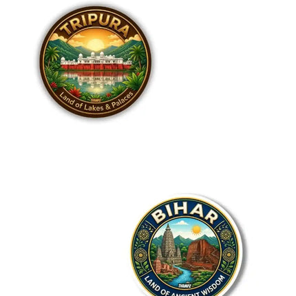 Tripura  Bihar Metal Pin Badges Set of 2  India Travel Souvenir Collection