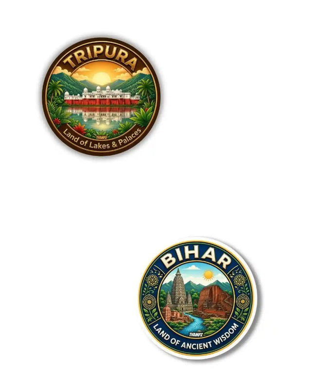 Tripura  Bihar Metal Pin Badges Set of 2  India Travel Souvenir Collection