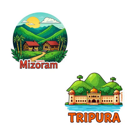 tripura  mizoram premium matte vinyl stickers combo set of 2 die cut premium travel souvenir