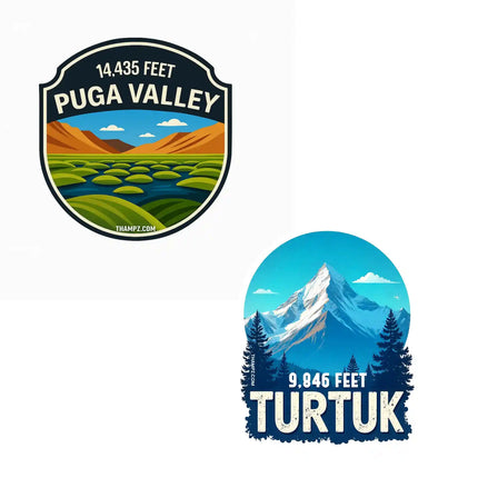 turtuk  puga valley premium matte vinyl stickers combo set of 2 die cut travel souvenir