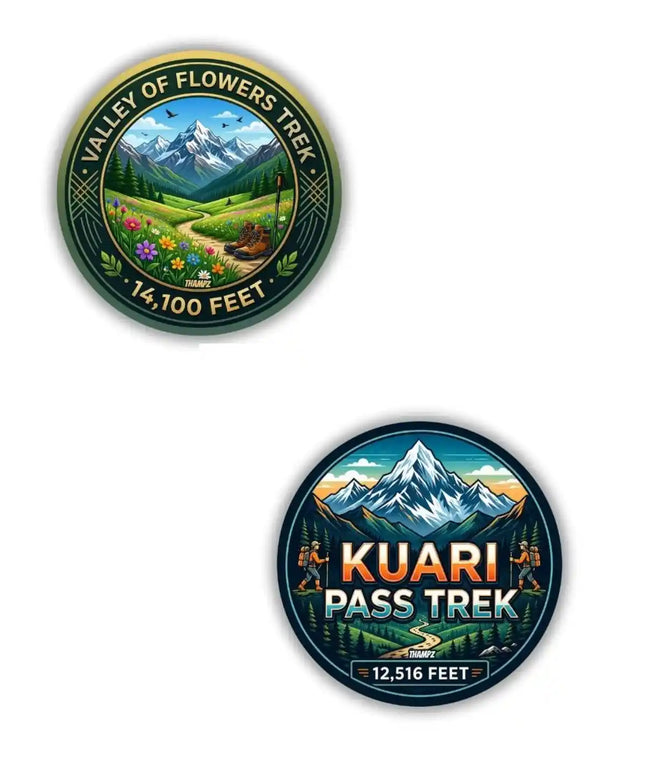Valley of Flowers Trek  Kuari Pass Trek Metal Pin Badges Set of 2  Uttarakhand Himalayan Adventure Souvenir Collection