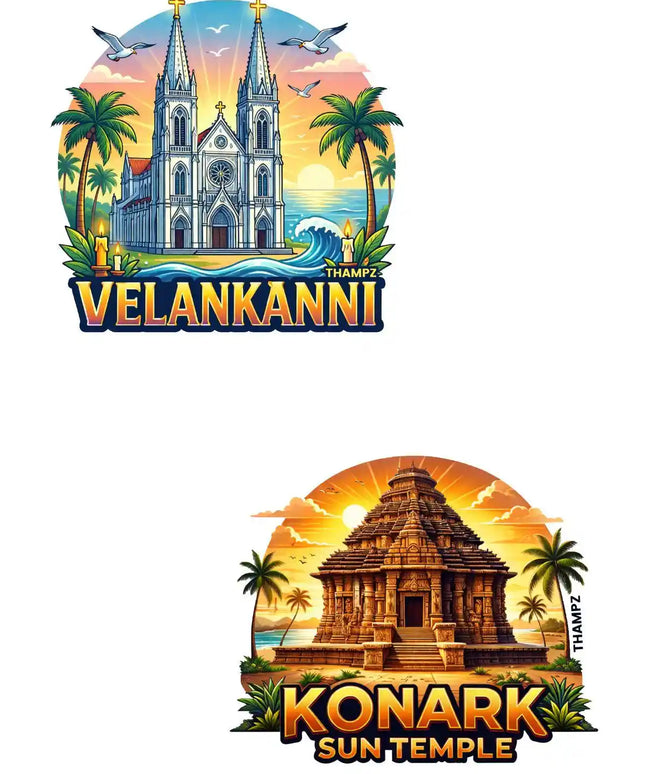 Velankanni Konark Sun Temple 3D Embossed Flexible Fridge Magnet
