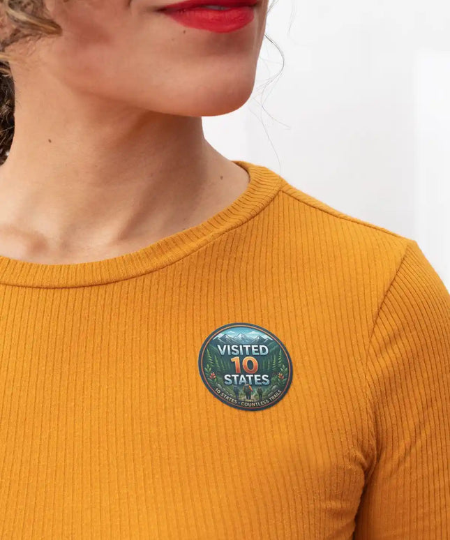 Visited 10 States Adventure Pin Badge – Travel Milestone Souvenir