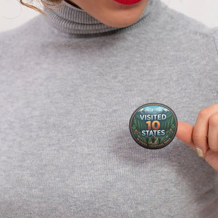 Visited 10 States Adventure Pin Badge – Travel Milestone Souvenir
