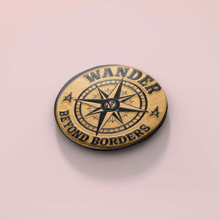 Wander Beyond Borders – Adventure Compass Round Pin Badge