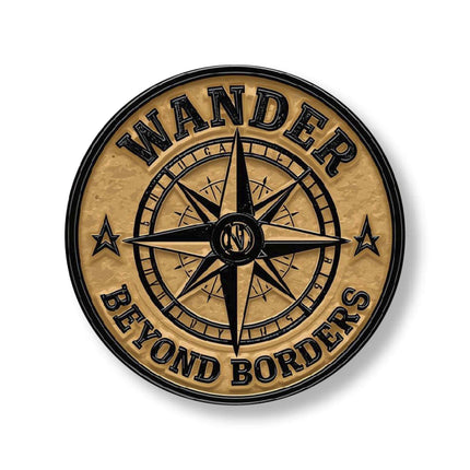Wander Beyond Borders – Adventure Compass Round Pin Badge