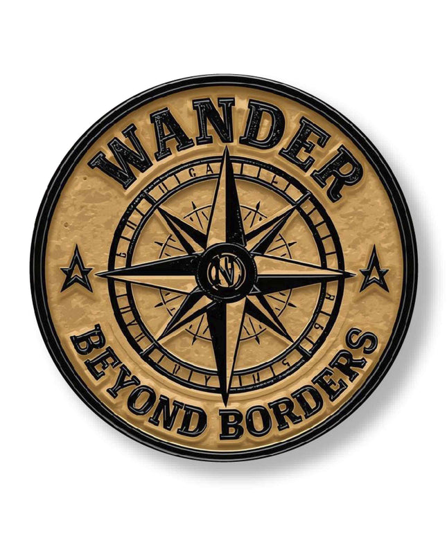 Wander Beyond Borders – Adventure Compass Round Pin Badge