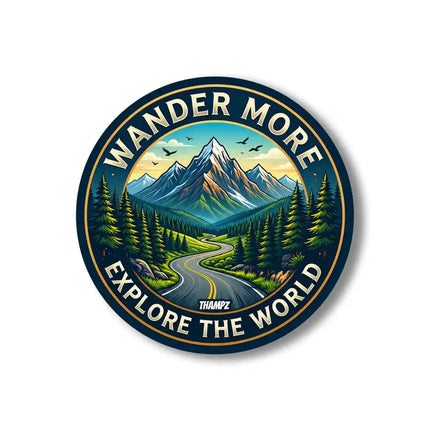 Wander More Mountain Road Pin Badge – Adventure Travel Souvenir