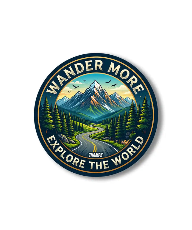Wander More Mountain Road Pin Badge – Adventure Travel Souvenir