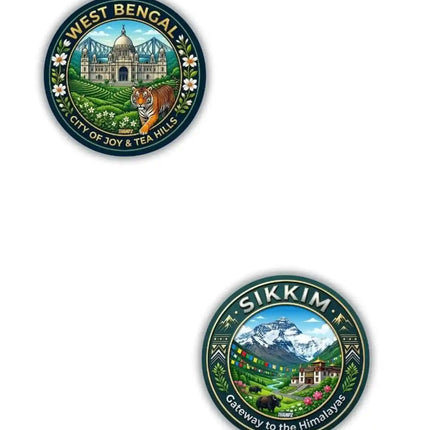 West Bengal  Sikkim Metal Pin Badges Set of 2  East India Travel Souvenir Collection