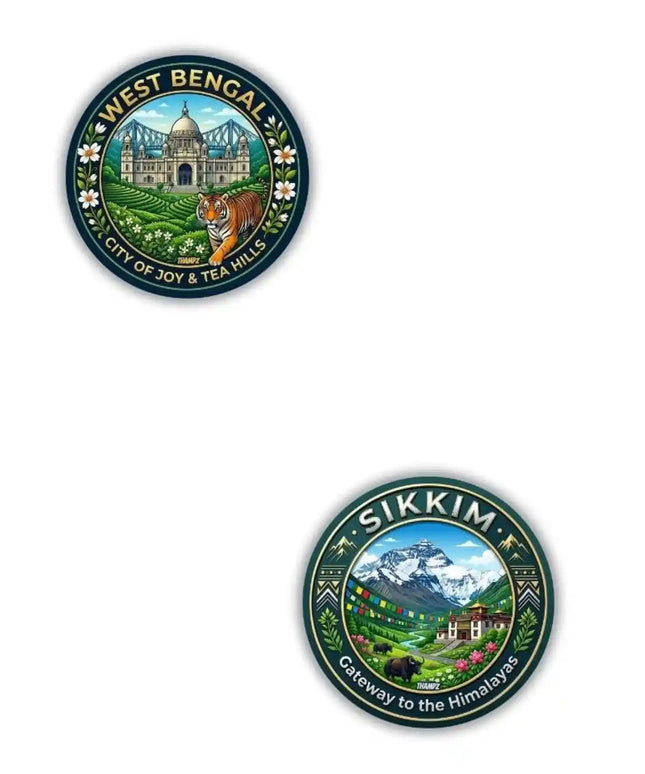 West Bengal  Sikkim Metal Pin Badges Set of 2  East India Travel Souvenir Collection