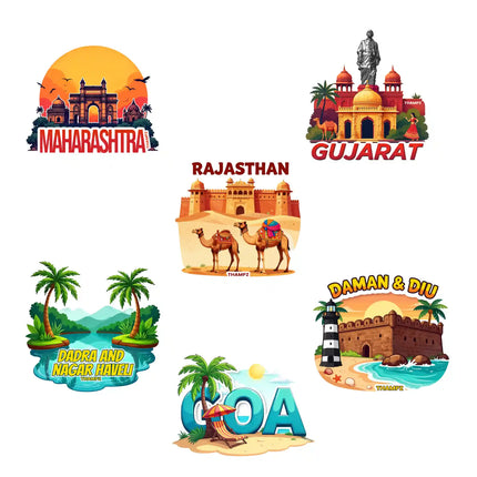 west india states 3d embossed flexible fridge magnet combo set of 6 05mm heritage collection