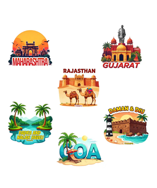 west india states 3d embossed flexible fridge magnet combo set of 6 05mm heritage collection