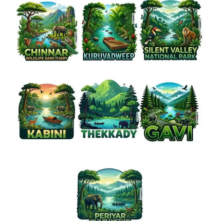 Wild Escapes of South India 3D Embossed Flexible Fridge Magnets (Set of 7) – South India Wildlife Travel Souvenir Set