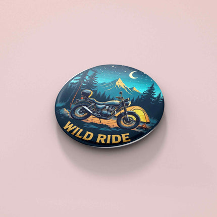 Wild Ride – Motorcycle Camping Round Pin Badge
