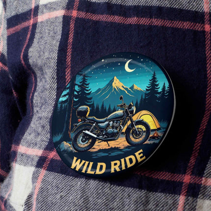 Wild Ride – Motorcycle Camping Round Pin Badge