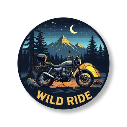 Wild Ride – Motorcycle Camping Round Pin Badge