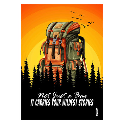 Wildest Stories Backpack Poster – Adventure Travel Artwork