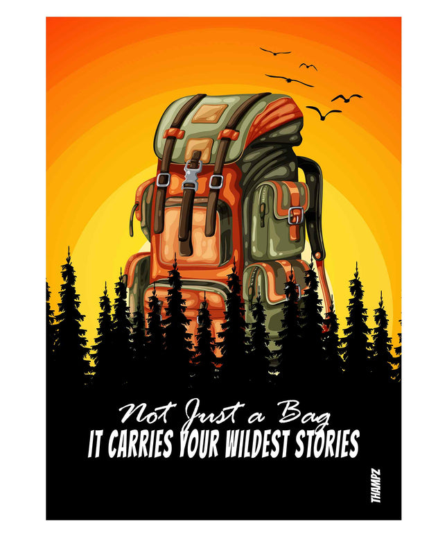 Wildest Stories Backpack Poster – Adventure Travel Artwork
