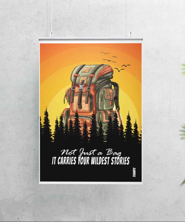 Wildest Stories Backpack Poster Adventure Travel Artwork