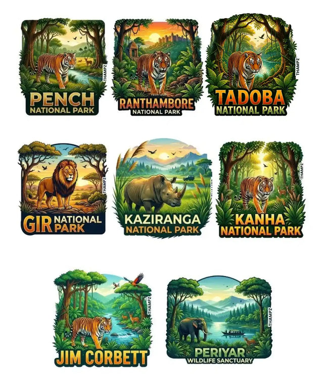 Wildlife Wonders of India 3D Embossed Flexible Fridge Magnets (Set of 8) – Wildlife Travel Souvenir Set