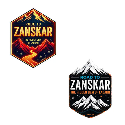 zanskar valley red  white 3d embossed vinyl stickers combo set of 2 premium die cut travel souvenir