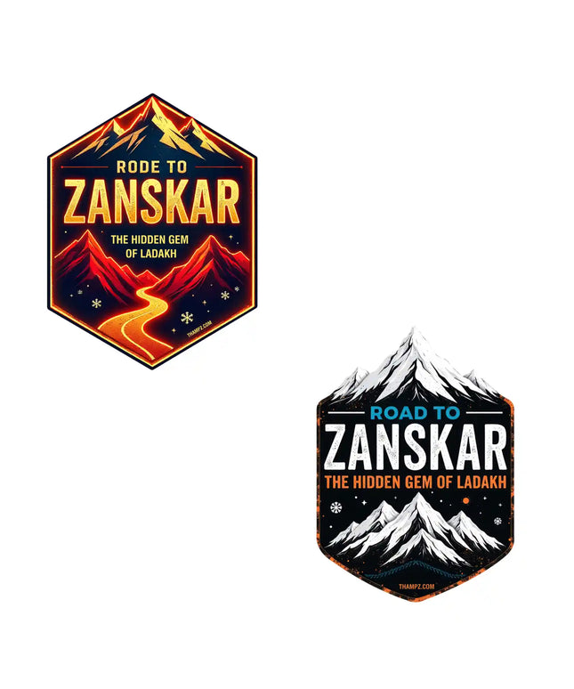 zanskar valley red  white 3d embossed vinyl stickers combo set of 2 premium die cut travel souvenir