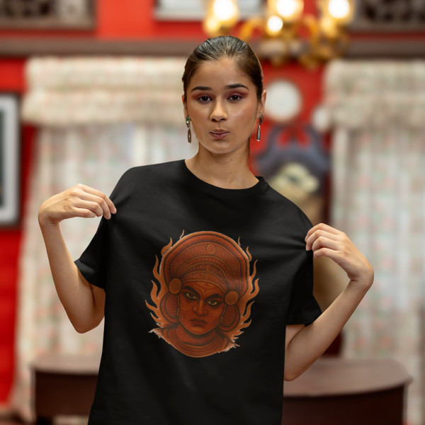 Dance of Gods Heritage Edition-Theyyam Black Oversized T-Shirt - Medium