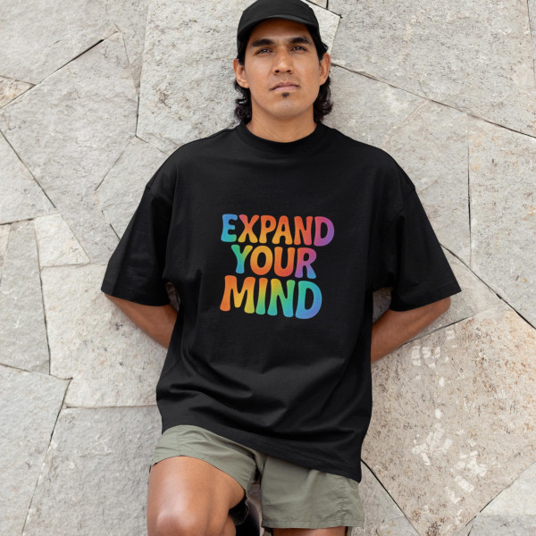 Expand Your Mind Oversized Black T-Shirt - Medium
