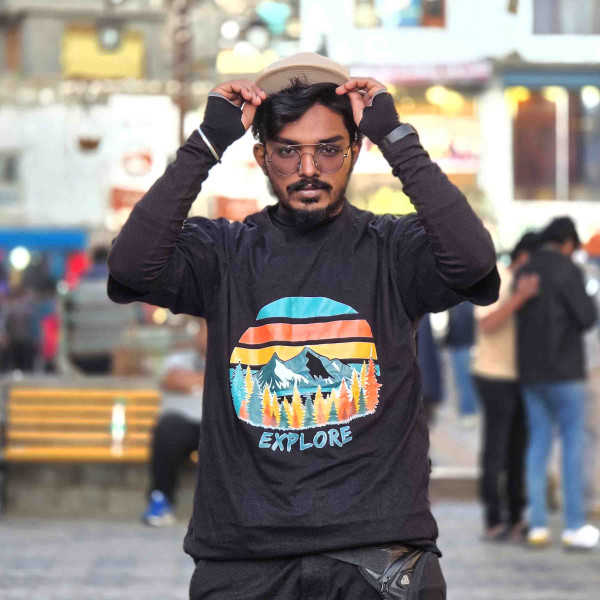 Explore the Nature-Travel Graphic Printed Oversized Black T-Shirt - 2XL