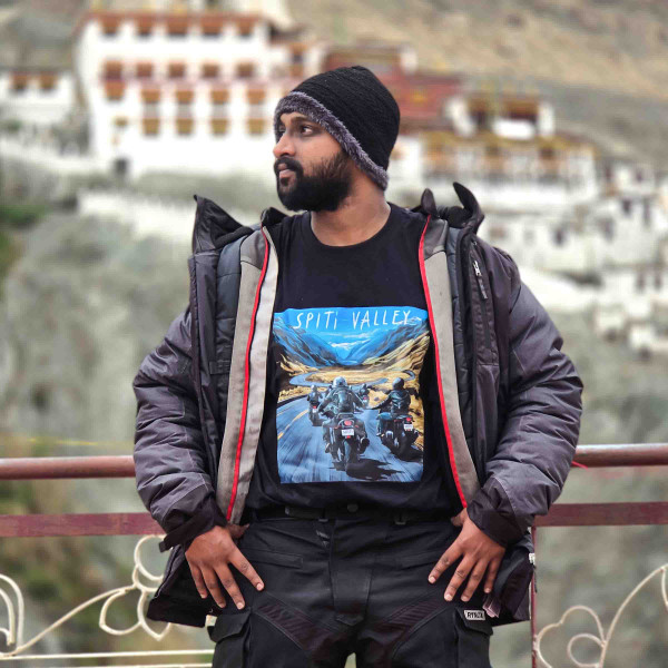 Spiti Valley Ride-Adventure Travel Edition Graphic Printed Oversized Black T-Shirt - 3XL