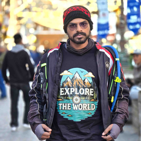 Explore the World-Travel Oversized Black T-Shirt - 3XL