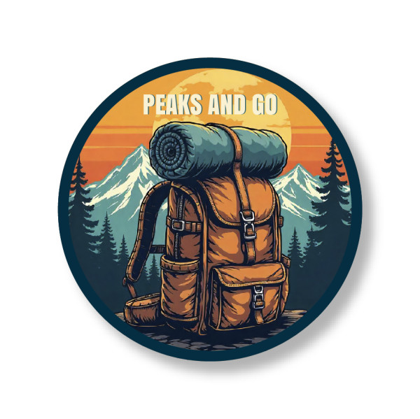 Peaks and Go – Adventure Backpack Round Pin Badge - Badge