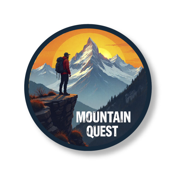 Mountain Quest – Adventure Hiking Round Pin Badge - Badge