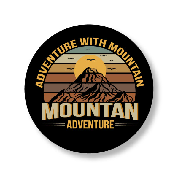 Mountain Adventure – Sunset Explorer Round Pin Badge - Badge